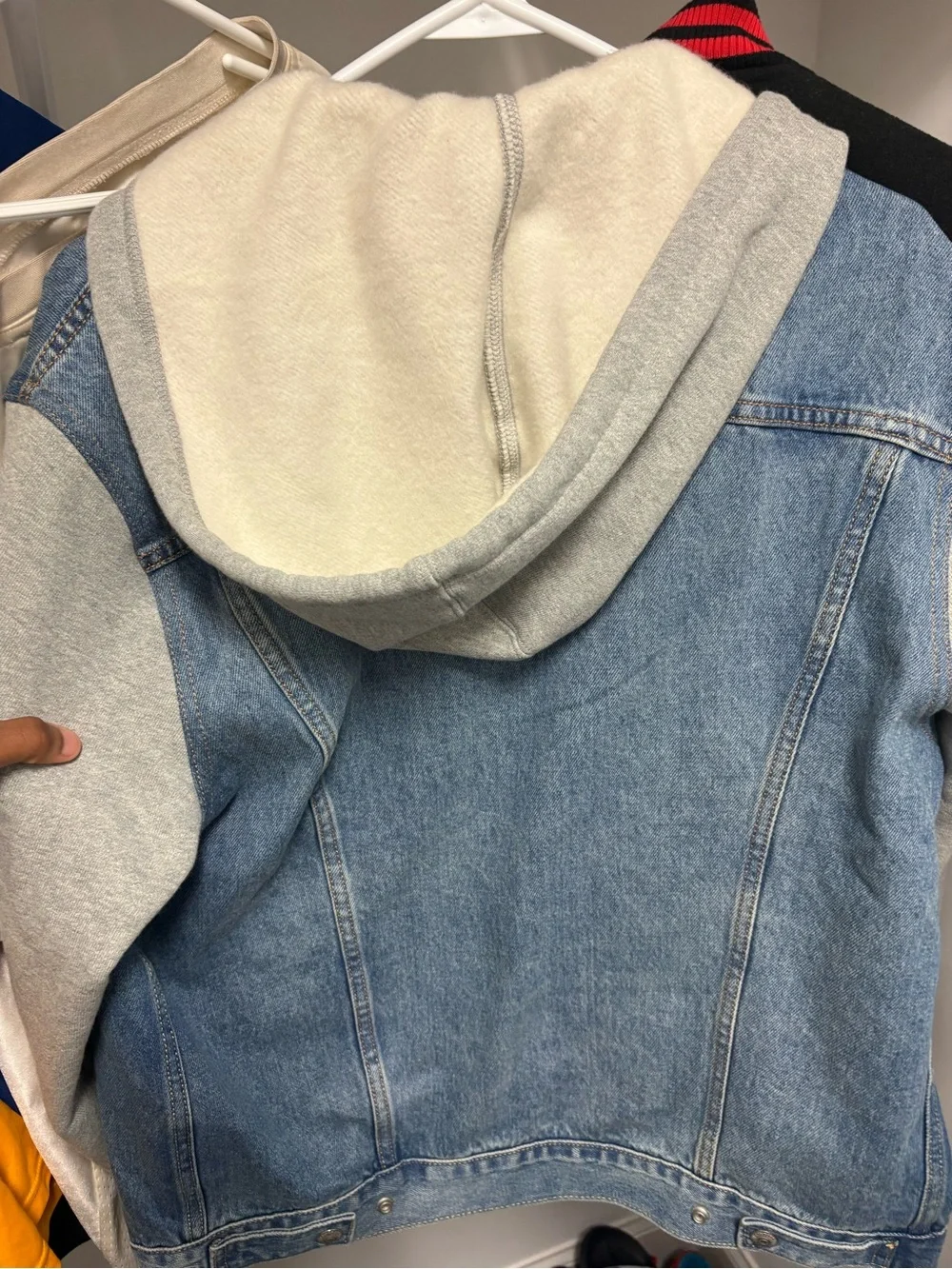True Religion Light Blue Denim & Gray Hoodie Jacket